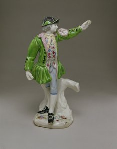 エナメルで描かれたテムズ川のウォーターマンのソフトペースト図、c.1753-55（セラミック）